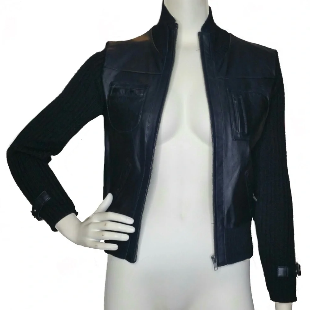 Frost Leather Jacket with Wool Sweater Size M - Picture 3 of 4
